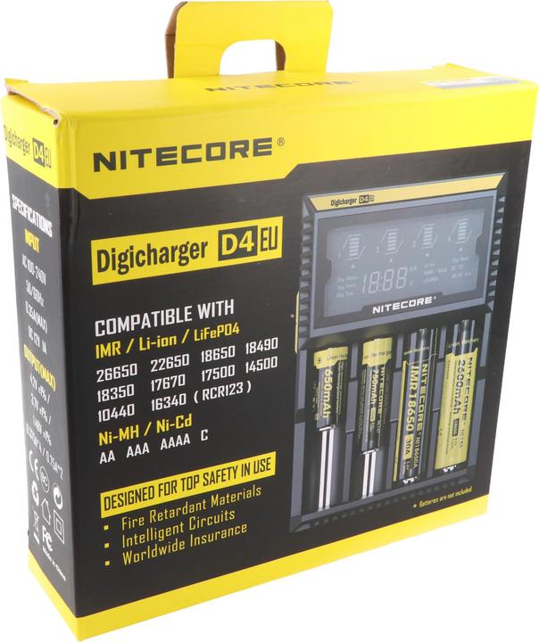 Actual product image Nitecore Charger Digicharger D4 EU with display for AAA, AA, C