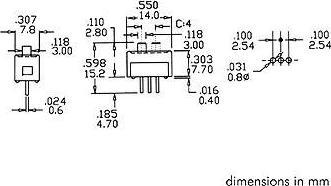 Actual product image Velleman Miniature Pcb Slide Switch 1P On-On 0.2"