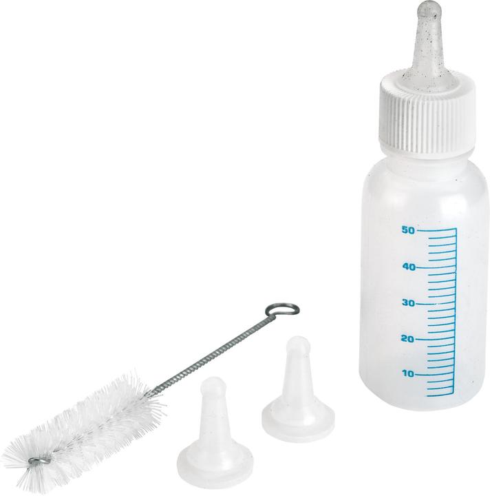 Produktbild Kerbl Aufzuchtflasche 50 ml, mit 2 Sauger m. Reinigungsbürste (0.05 l)
