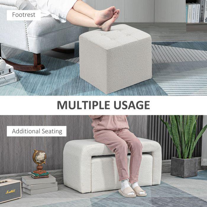 Immagine prodotto Swisshandel24 Sgabello 3 pezzi, sgabello, pouf con 3 sgabelli, poggiapiedi, sgabello imbottito per soggiorno