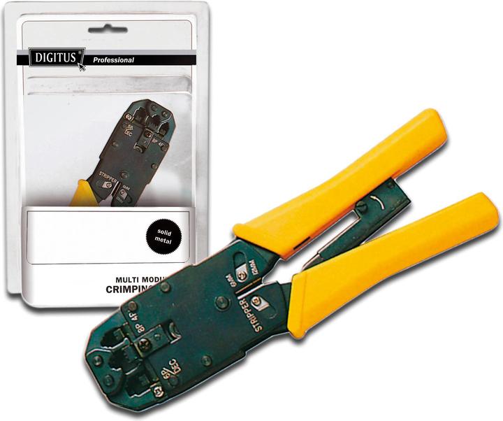 Actual product image Digitus Multi Modular Crimping Pliers Metal suitable for 4P2C 4P4C 6P4C 6P6C 8P8C incl. Stripper and Cutter (205 mm)