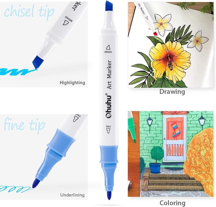 Actual product image Ohuhu Art marker (Multicoloured, 48 x)