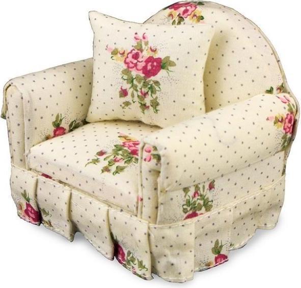 Reutter 001.743/4 - Polstersessel mit Rosendekor, Miniatur