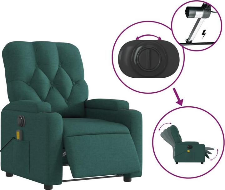 Actual product image VidaXL Massage armchair TV armchair recliner electric dark green fabric
