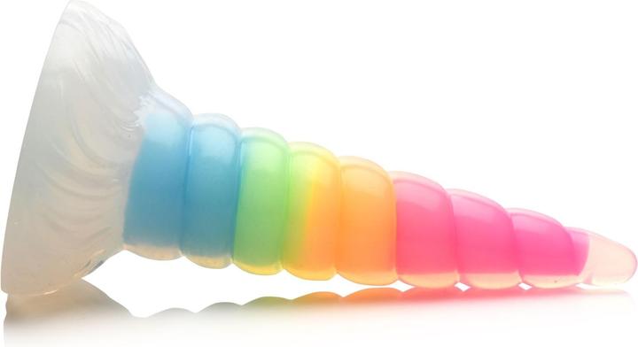Actual product image Creature Cocks XR Brands - Luminescent Rainbow Silicone Dildo
