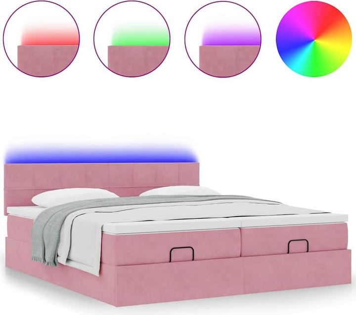 Immagine prodotto VidaXL Letto ottomano con materassi rosa 200x200 cm in velluto (200 x 200 cm)