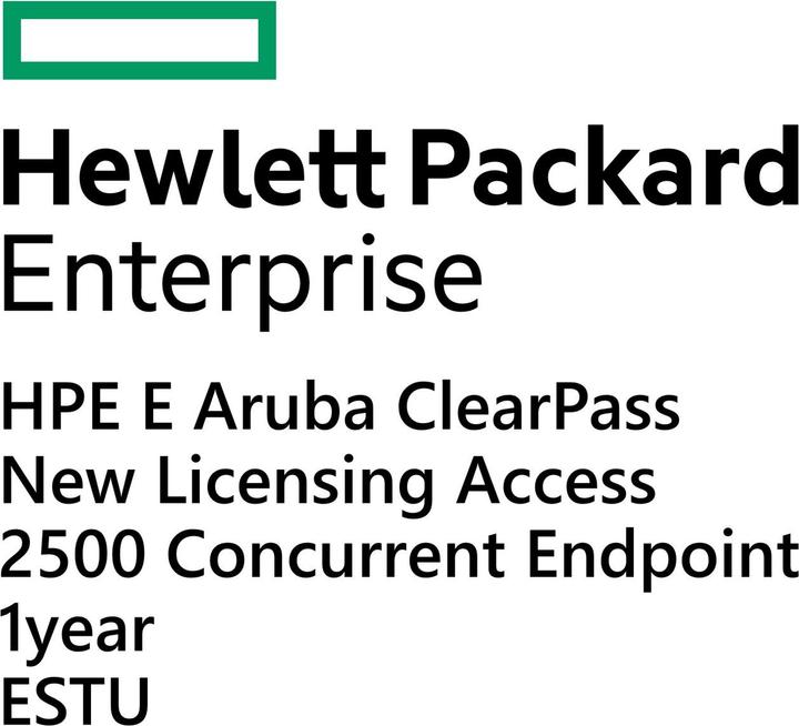 Actual product image HPE E Aruba ClearPass, New Licensing, Access, 2500 Concurrent Endpoints 1yr, E-STU (2500 Devices, 12 months)