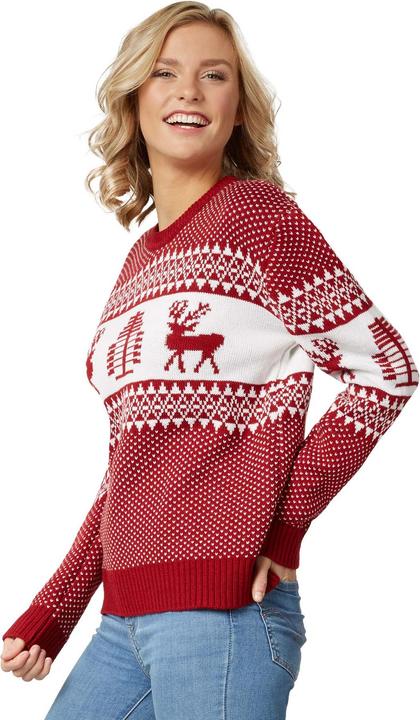 Produktbild tectake Weihnachtspullover Winterwunderland rot-weiss für Frauen (XXL)