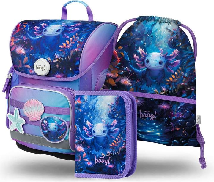 Baagl 3-teiliges Schulranzen-Set Axolotl