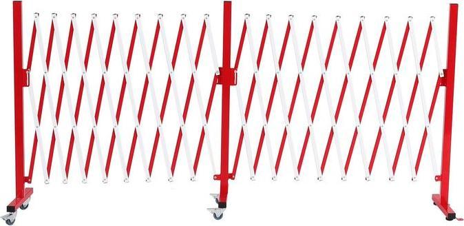 Actual product image Mendler Aluminium barrier grille HWC-B34, with castors, extendable 110x60-500cm - red-white