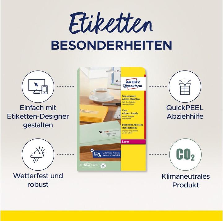 Produktbild Avery Transparente Adressetiketten