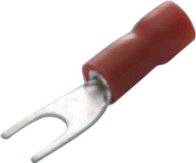 RND Electronics Isolierte Gabelschuhe, Rot, 8mm, 0.5... 1.5mm², Packung à 100 Stück