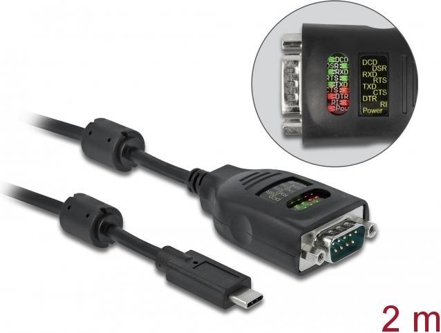 Produktbild Delock USB Type-C™ zu Seriell DB9 Adapter mit 9 LED RS-232 Tester (2 m)