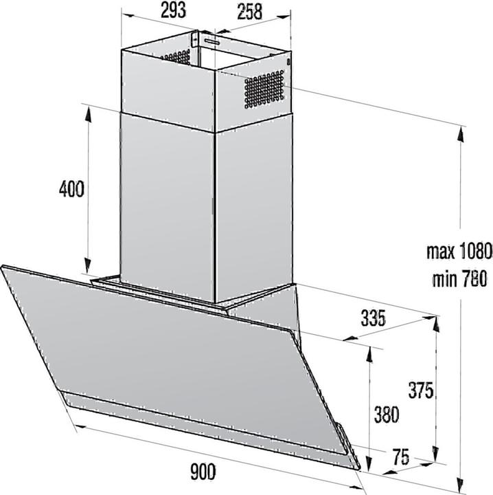 Produktbild Gorenje W9TB Kaminhaube kopffrei 90cm sw (Wandhaube)