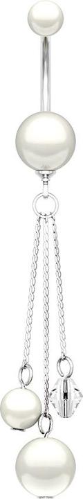 Produktbild Star Piercing Banane silber mit zwei Perlen Kugeln weiss und Anhänger (Acryl, ohne Messing, Chirurgenstahl 316L)