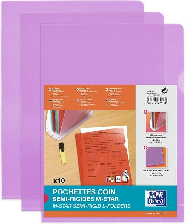 Actual product image Elba Transparent sleeves M Star, made of PVC rigid film 0.15 mm, purple 2 side gripping holes, crystal (A4, 10 x)