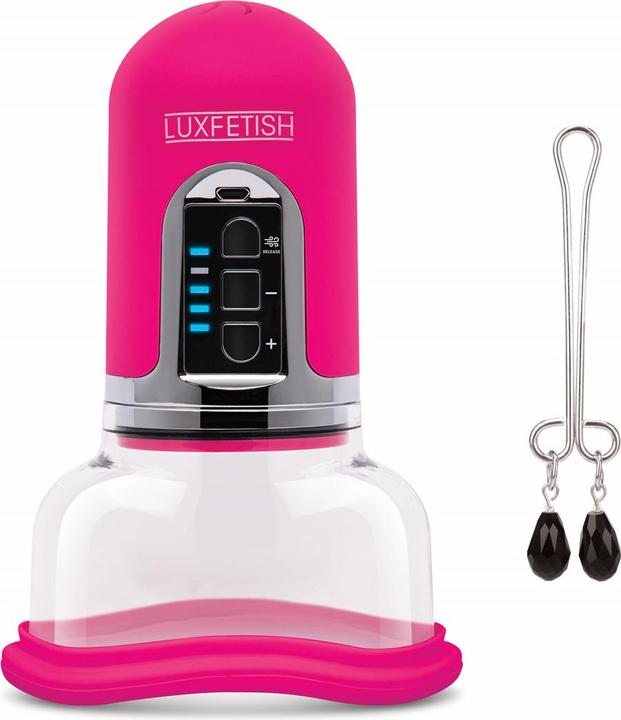 Actual product image Lux Fetish Rechargeable 4-function Auto Pussy Pump With Clit Clamp