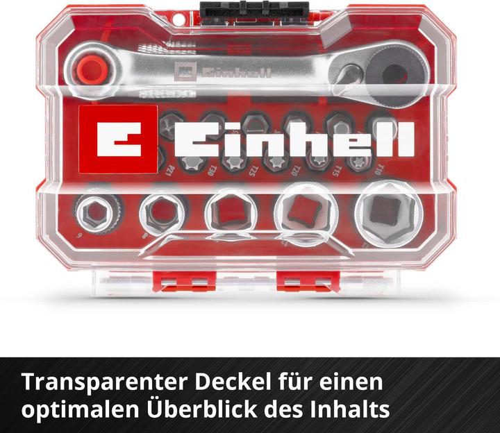 Immagine prodotto Einhell Set di inserti per chiavi a bussola 1/4" (6,3 mm) 21 pezzi 118683 (10 mm, 6 mm, 12 mm, 8 mm, 13 mm)