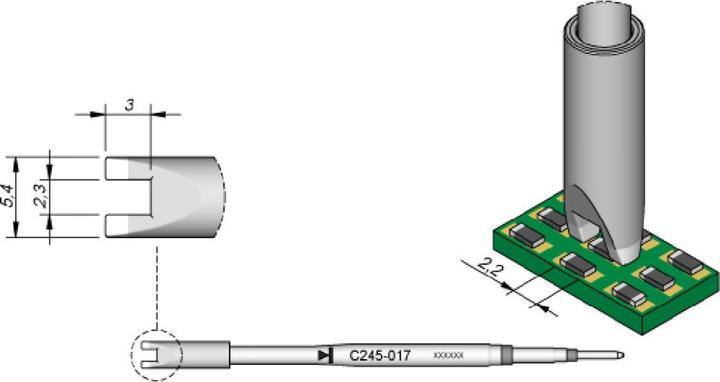 Actual product image JBC SMD desoldering tip series C245, C245017/2.3 mm, for chip components