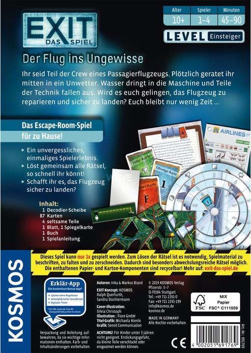 Produktbild Kosmos EXIT - Der Flug ins Ungewisse (Deutsch)