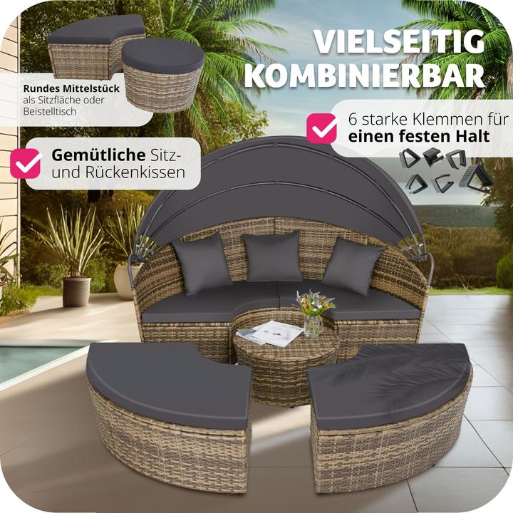 Produktbild tectake Sonneninsel Rattan mit Aluminiumgestell und Sonnendach