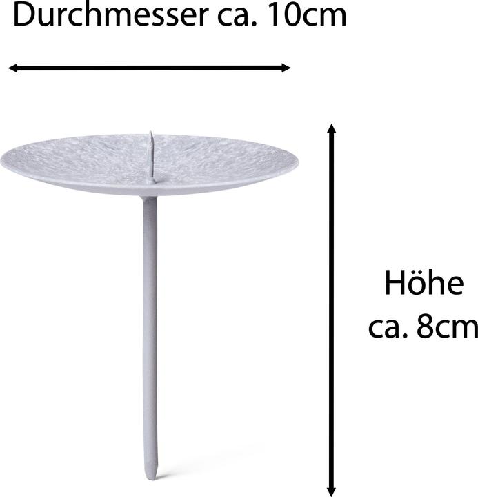 Produktbild Novaliv 4x Kerzenpick | mit Dorn 10 cm GRAU | Kerzenhalter für Adventskranz Kerzenpin (10 x 10 x 10 cm)
