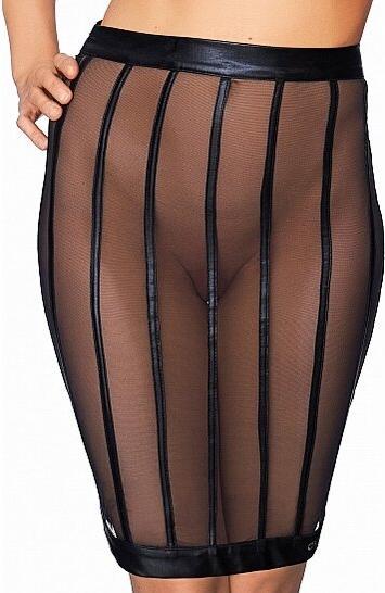 Produktbild 7 Heaven Wetlook and Mesh Striped Pencil Skirt (M)