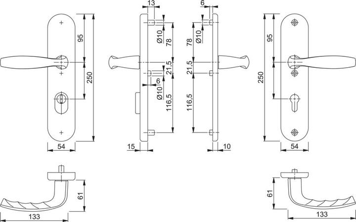 Actual product image Hoppe Protection set New York 1810H/3332ZA/3410 Aluminium F1 92 mm 67-72 mm (Door handle)