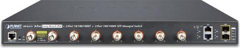 Produktbild Planet 8-port Long Reach PoE SFP Managed Switch 2-Port 10/100/1000T + 2-Port 100/1000X Coxial-based Network (8 Ports)