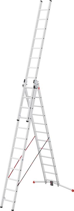 Actual product image Hailo S100 ProfiLOT, aluminium combination ladder 3-section, 3x12 rungs (Stepladder, 48 cm)