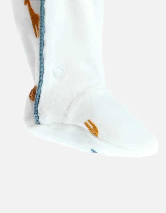 Produktbild Noukies Strampler Velours mit Tieren Weiss/Blau Gr. 68 (68)