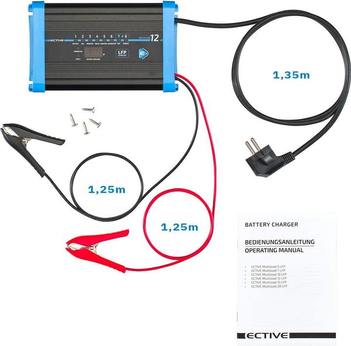 Produktbild Ective 12A 12V Lithium-Batterieladegerät Multiload 12 LFP 8-Stufen für LiFePO4-Batterien (12V, 12 A)