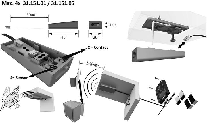Image du produit Halemeier Capteur IR pour contact de porte MultiSwitch2 12 / 24 / 230 V
