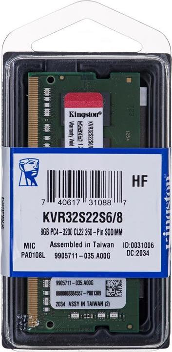Actual product image Kingston ValueRAM (1 x 8GB, 3200 MHz, DDR4-RAM, SO-DIMM)