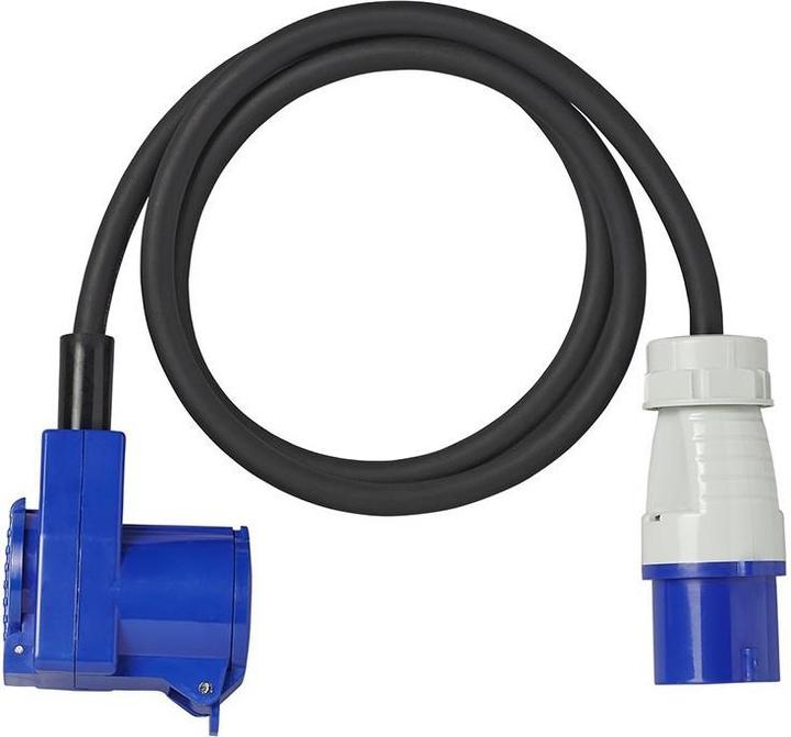 Produktbild ProPlus Adapterkabel 150cm 3x2,5mm² von CEE Stecker nach CEE Winkelkupplung + Schuko Steckdose