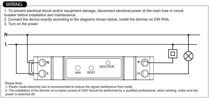 Produktbild HiluX Zigbee DIN rail dimmer - 250w