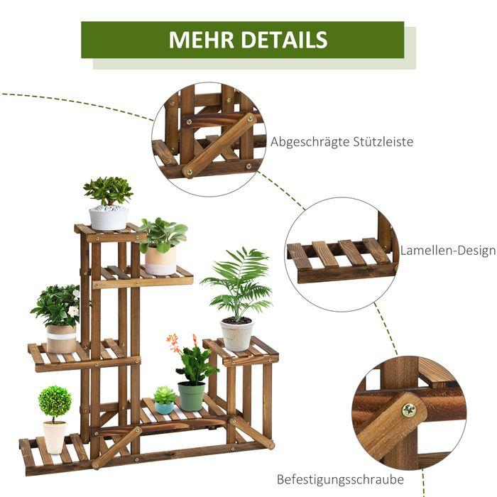Produktbild Swisshandel24 Pflanzenregal Blumenständer Massivholz 6 Ebenen Vierstufiges Blumenregal Blumentreppe Blumenleiter V