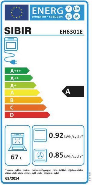 Etichetta energetica Sibir Eh6301e