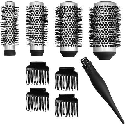 Tools for Beauty T4B LUSSONI Professional Anti-Static Styling Brush Set with 4 Interchangeable Brush Heads, 4 Clips