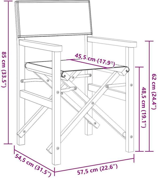Immagine prodotto VidaXL Sedie da regista 2 pezzi. Teak pieghevole