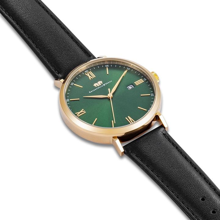 Produktbild Quarzuhr Adelsmann Echtleder Gelbgold - 34114 (Analoguhr, 42 mm)