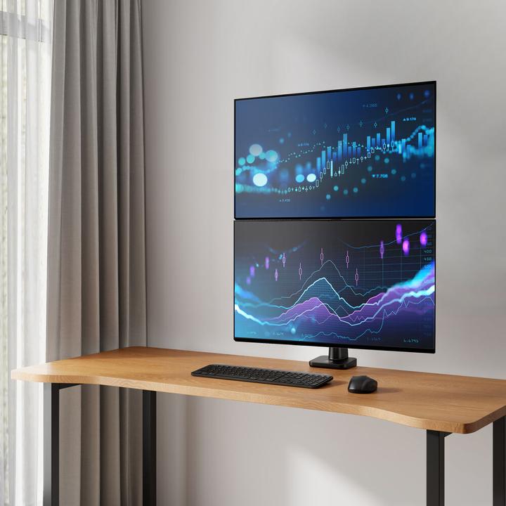 Actual product image Dual monitor arm office premium, with gas spring, pole mounted (Table, 49")