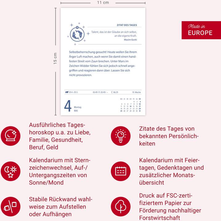 Actual product image Harenberg Fische Sternzeichenkalender 2026 - Tagesabreisskalender - Ihr Horoskop für jeden Tag (Hardcover, German)