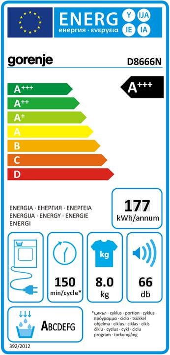 Energie-Label Gorenje Wäschetrockner D 8666 N (8 kg)