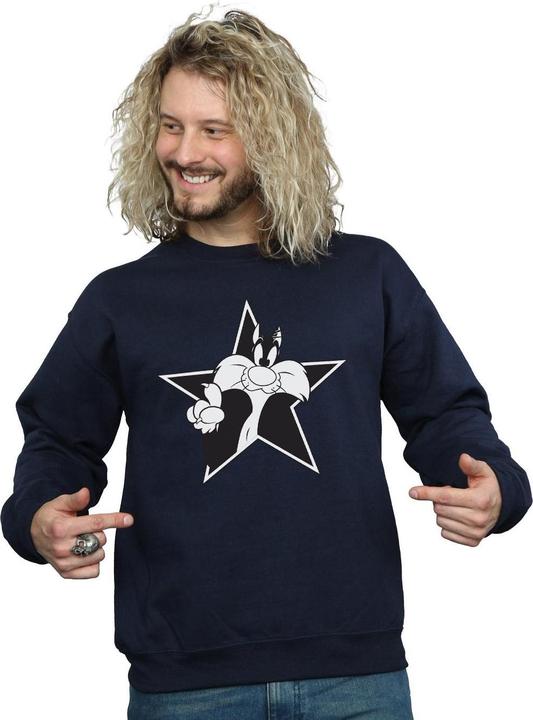 Actual product image Looney Tunes Mens Sylvester Mono Star Sweatshirt (M)