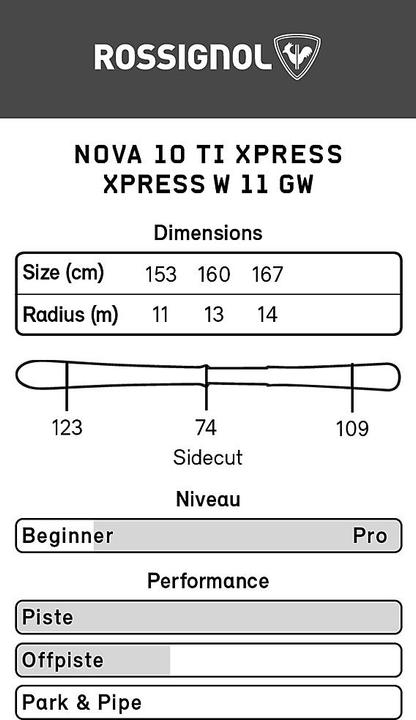 Image du produit Rossignol Nova 10 TI XP11 (15300 cm, Avec fixations)