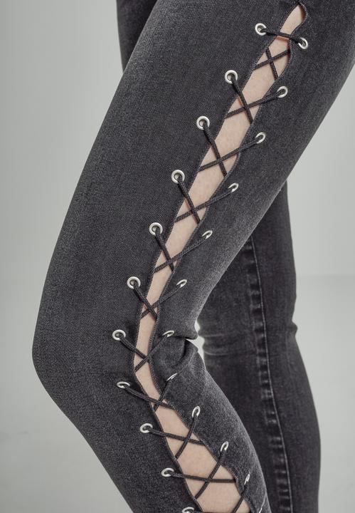 Produktbild Urban Classics Ladies Denim Lace Up Skinny Pants (30)