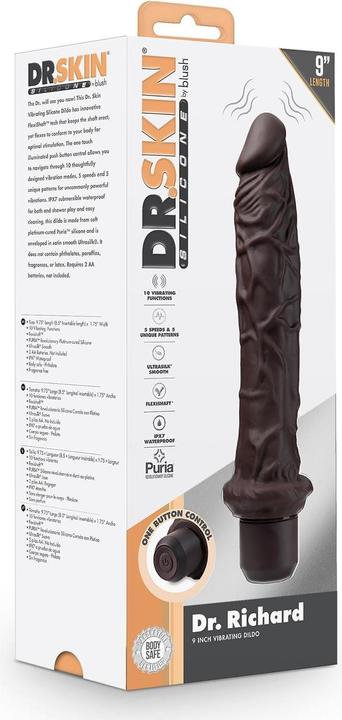 Produktbild Blush Dr. Skin - 9 Inch Silicone Vibrating Dildo - Flexible Shaft Flexishaft - 10 Powerful Vibration Funct