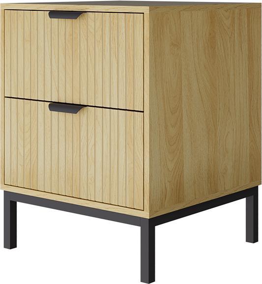 Vicco Nachttisch Lennox, Eiche/Schwarz, 40 x 52 cm mit 2 Schubladen (40 x 52 x 40 cm)