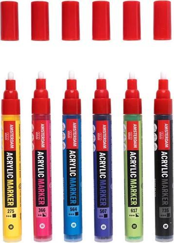Actual product image Amsterdam Marker Basicset 6 colours (Sorted, 4 mm, 6 x)